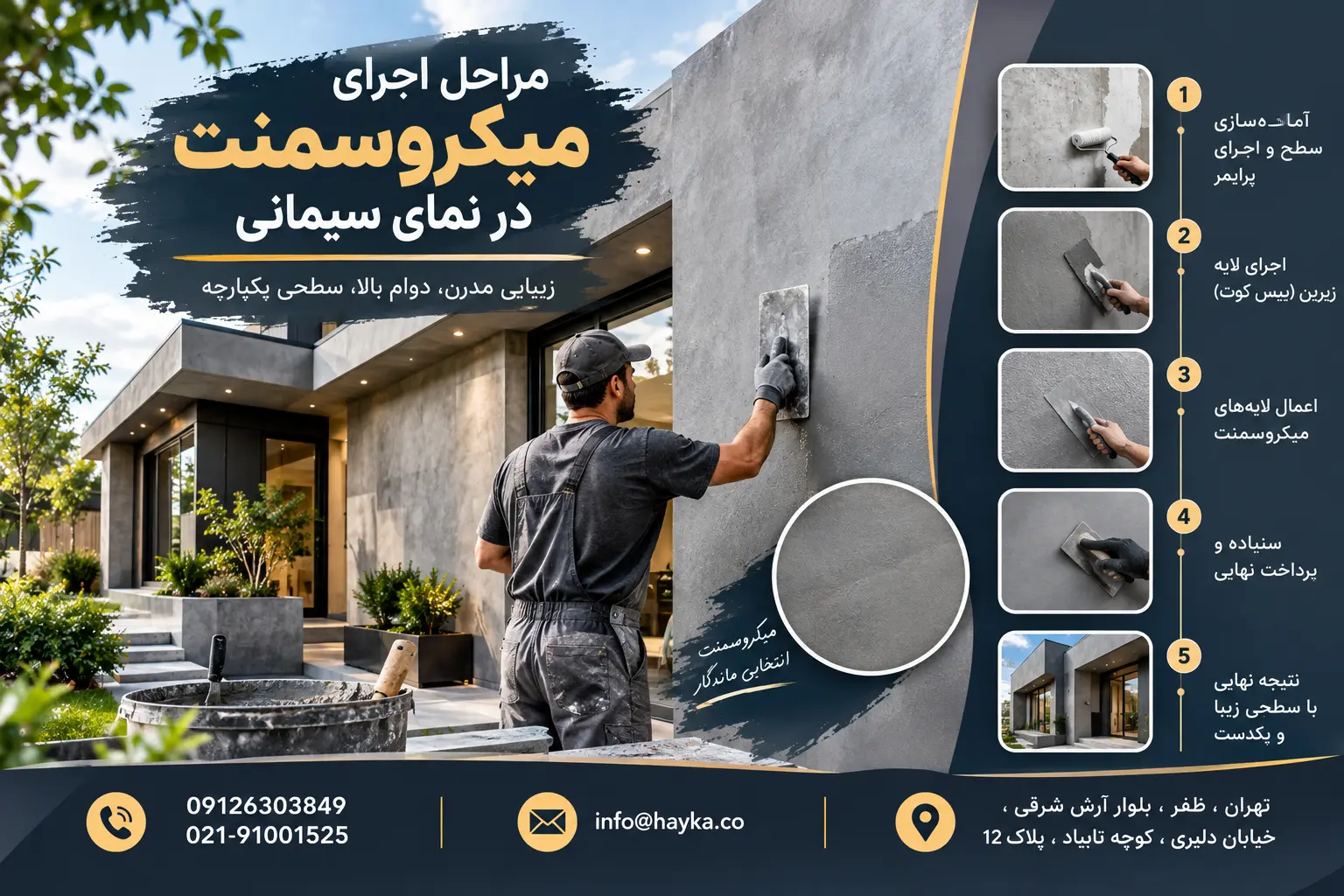 میکروسمنت در نمای سیمانی، راهکاری مدرن برای زیبایی و افزایش دوام نما هایکا میکروسمنت در نمای سیمانی و راهکار مدرن افزایش دوام نما